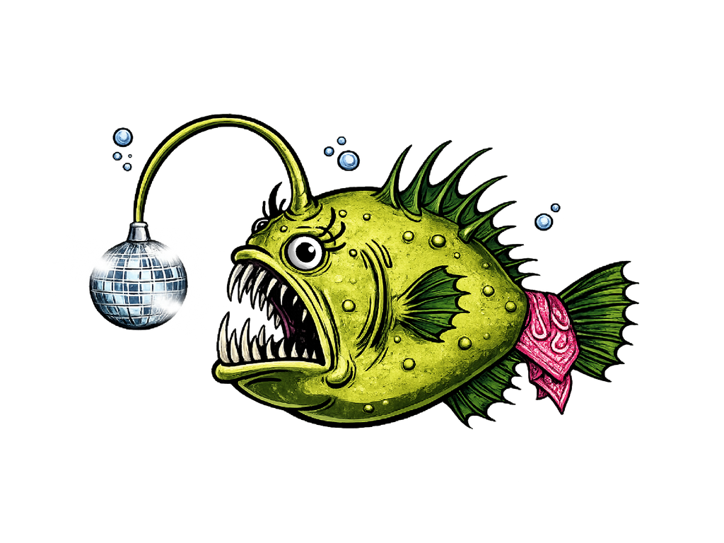Disco Angler Fish T-Shirt - Cropable
